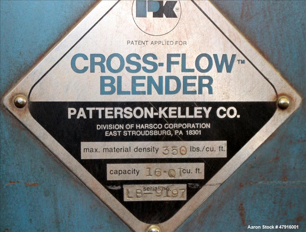 Used Patterson Kelley Twin Shell Cross Flow Blender, 16 Quart capacity, 304 Sta