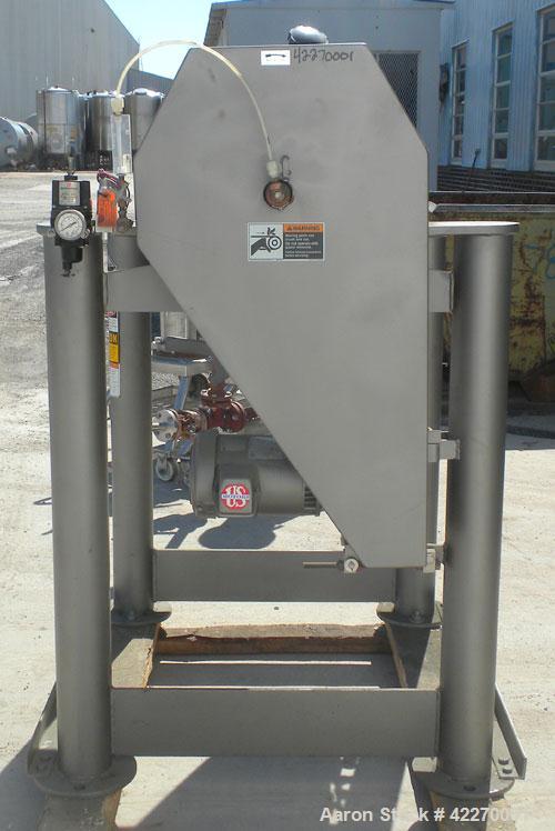 Used Patterson-Kelley Twin Shell Dry Blender, 1 cubic foot capacity, 316 stainless steel. 325 pounds per cubic foot maximum material density. 11-1/2’’ diameter cones. 316 Stainless steel intensifier ...