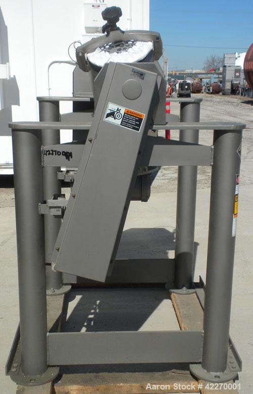 Used Patterson-Kelley Twin Shell Dry Blender, 1 cubic foot capacity, 316 stainless steel. 325 pounds per cubic foot maximum material density. 11-1/2’’ diameter cones. 316 Stainless steel intensifier ...