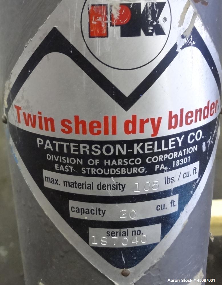 Used Stainless Steel Patterson-Kelley Twin Shell Dry Blender, 20 Cubic Feet
