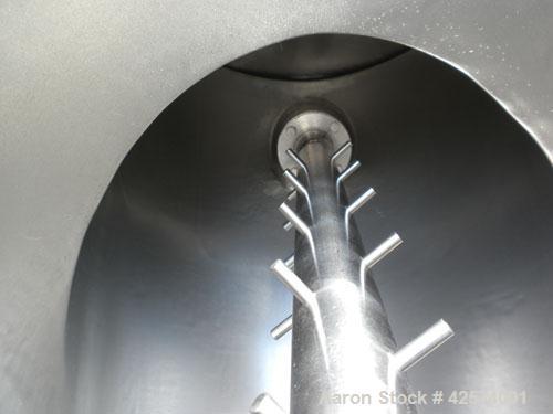 Used Patterson-Kelley Twin Shell Liquid-Solids Blender, 2 cubic feet capacity, 304 stainless steel. 60 Pounds per cubic foot maximum material density. 14’’ Diameter cones. Stainless steel pin intensi...