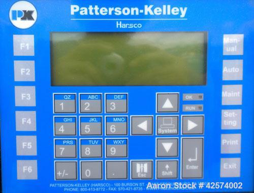 Used Patterson-Kelley Twin Shell Liquid-Solids Blender, 2 cubic feet capacity, 316 stainless steel. 62 Pounds per cubic foot maximum material density. 14’’ Diameter cones. Stainless steel pin intensi...