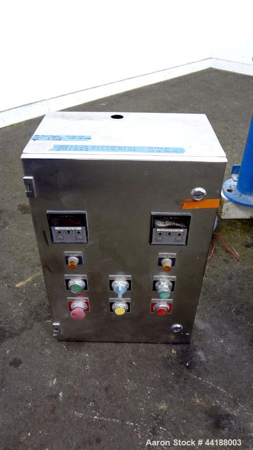 Used Patterson-Kelley Twin Shell Dry Blender, 2 Cubic Feet Capacity, 316 Stainless Steel. 325 Pounds a cubic foot maximum material density. (2) Approximate 13” diameter charge ports with quick releas...