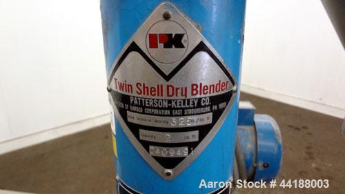 Used Patterson-Kelley Twin Shell Dry Blender, 2 Cubic Feet Capacity, 316 Stainless Steel. 325 Pounds a cubic foot maximum material density. (2) Approximate 13” diameter charge ports with quick releas...