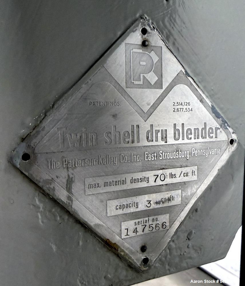 Used Patterson Kelley 3 Cu. Ft. Twin Shell Dry V-Blender – Stainless Steel