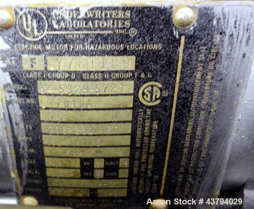 Used Patterson-Kelley Twin Shell Dry Blender, 5 Cubic Feet Capacity, 316 Stainless Steel. 95 Pounds a cubic foot maximum material density. (2) Approximate 19-1/2” diameter charge ports with quick rel...