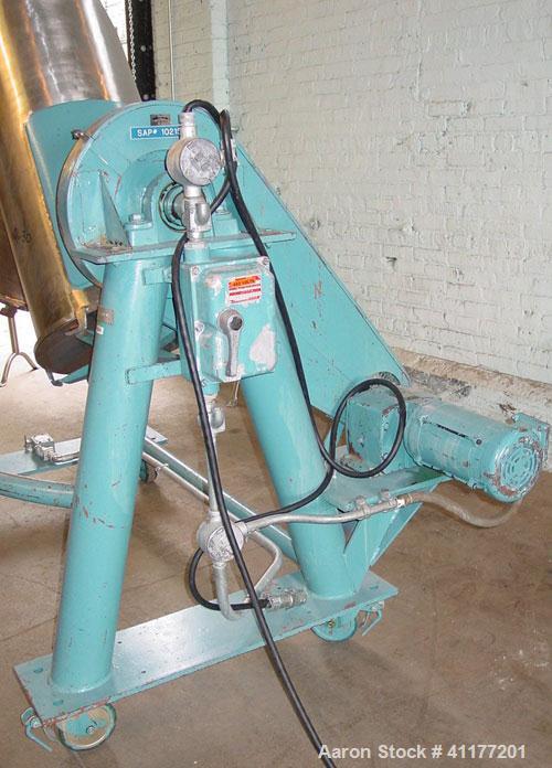 Used Patterson Kelly Twin Shell Cross Flow Blender, 5 cubic feet capacity, 304 stainless steel. Maximum material density 70 pounds per cubic foot. (2) 20" diameter charge ports with quick release cov...