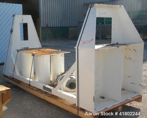 Used Patterson Kelley Twin Shell Dry Blender, 60 Cubic Feet Capacity, 304 Stainless Steel. Maximum material density 50 pounds per cubic foot. 18" diameter charge ports with quick release covers. Shel...