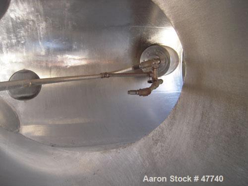 Used Patterson-Kelley Twin Shell Liquid Solids Blender, 75 Cubic Foot Capacity, 304 Stainless Steel. Maximum material density 15 pounds per cubic foot. (2) 18" Top charge ports, no covers. Shell 46" ...