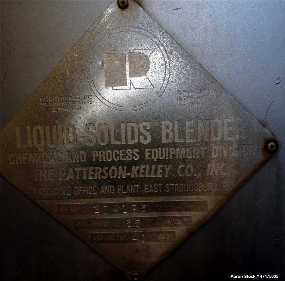 Used Patterson-Kelley Twin Shell Dry Blender, Model PK40, 40 cubic feet capacit