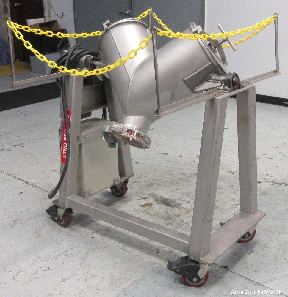 Used Twin Shell V-Blender, Approximate 1 Cubic Feet Capacity. Stainless steel.