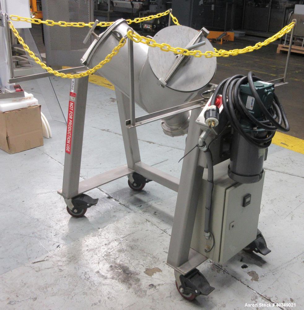 Used Twin Shell V-Blender, Approximate 1 Cubic Feet Capacity. Stainless steel.