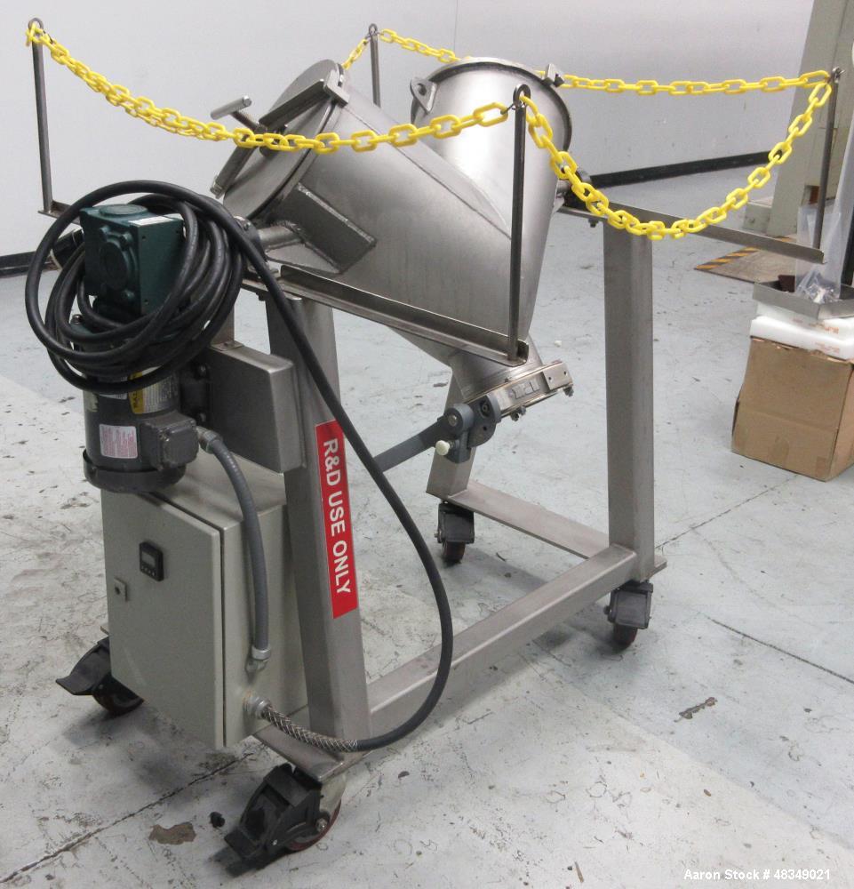 Used Twin Shell V-Blender, Approximate 1 Cubic Feet Capacity. Stainless steel.