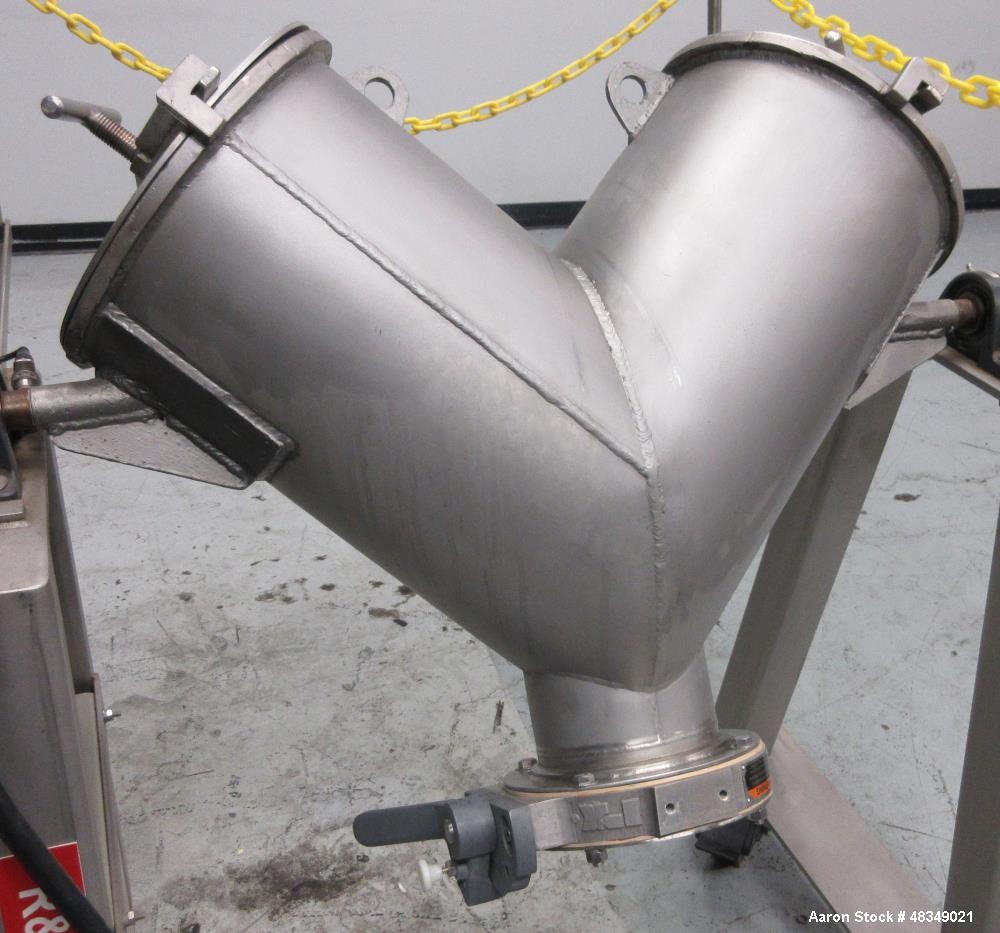 Used Twin Shell V-Blender, Approximate 1 Cubic Feet Capacity. Stainless steel.