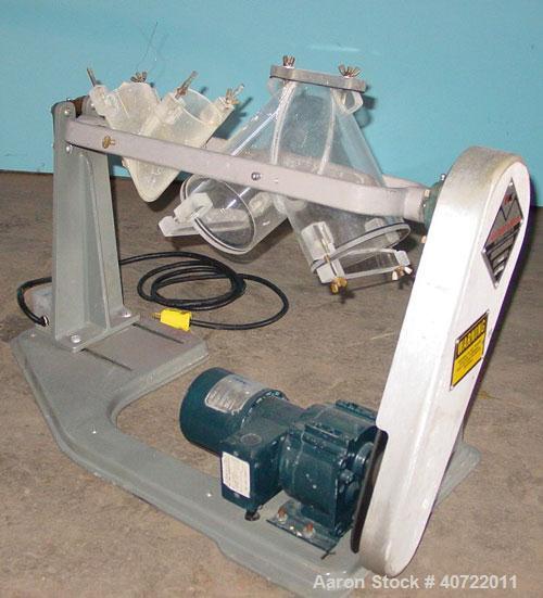 Used Patterson Kelly Lab Twin Shell  Blender, model YOKE. (1) 2 quart capacity, and (1) 1.1 quart capacity plexiglass shell. (1) drive, 110 volt.

