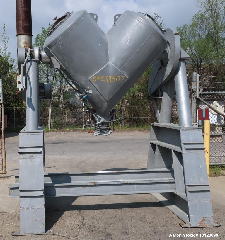 Used Patterson-Kelley 20 cu. ft. Stainless Steel Twin Shell “V” Blender | 3 HP Drive | Platform & Safety Fencing | Good Condition