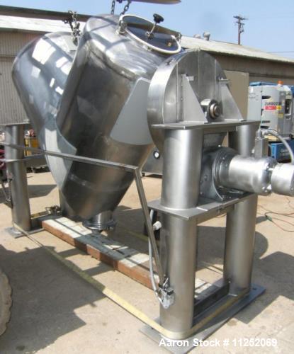 Used- Patterson Kelley 30 Cubic Foot Twin Shell "V-Type" Mixer. Mixer is constructed of all stainless steel, including frame...