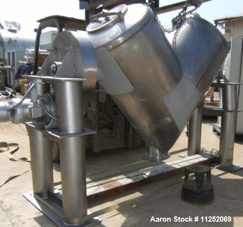 Used- Patterson Kelley 30 Cubic Foot Twin Shell "V-Type" Mixer. Mixer is constructed of all stainless steel, including frame...