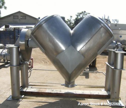 Used- Patterson Kelley 30 Cubic Foot Twin Shell "V-Type" Mixer. Mixer is constructed of all stainless steel, including frame...