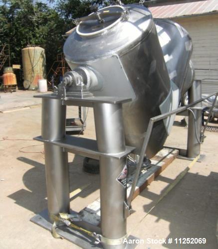 Used- Patterson Kelley 30 Cubic Foot Twin Shell "V-Type" Mixer. Mixer is constructed of all stainless steel, including frame...