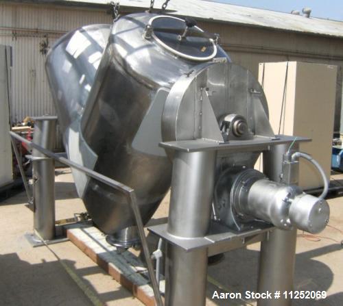 Used- Patterson Kelley 30 Cubic Foot Twin Shell "V-Type" Mixer. Mixer is constructed of all stainless steel, including frame...