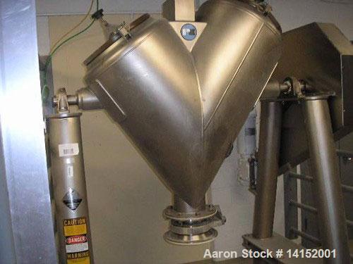 Unused-USED: Patterson Kelley 10 cubic foot cross flow twin shell blender.Sanitary stainless steel construction, rated 152#/cubic foot maxdensity. Mounted on stainless steel legs with stainless steel...