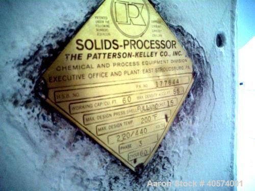 Used Patterson Kelley 60 cubic foot “V” blender.  This blender was originally designed with capabilities for a vacuum dryer/processor.  The last owner ran the unit strictly for pharmaceutical blendin...