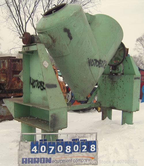 Used Patterson Kelley Twin Shell Dry Blender, 30 Cubic Feet Capacity, Carbon Steel Clad With Aluminum. Maximum material density 55 pounds per cubic foot. 36'' diameter cones, (2) 17" diameter opening...