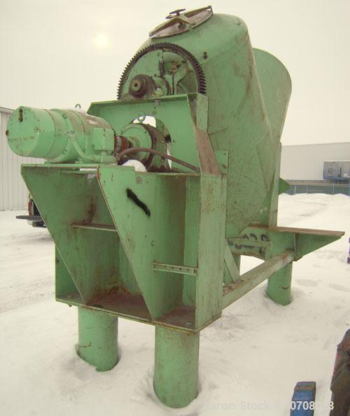 Used Patterson Kelley Twin Shell Dry Blender, 30 Cubic Feet Capacity, Carbon Steel Clad With Aluminum. Maximum material density 55 pounds per cubic foot. 36'' diameter cones, (2) 17" diameter opening...