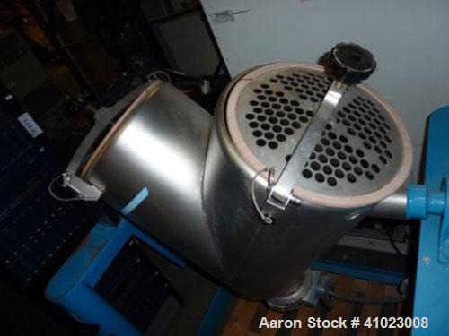 Unused-Patterson Kelley 3 Cubic Foot Crossflow Twin Shell V-Blender. This late model unit features the latest stand and shell design, 3 cubic foot working capacity, stainless steel shell, 290 lbs per...