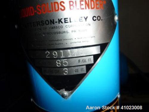Unused-Patterson Kelley 3 Cubic Foot Crossflow Twin Shell V-Blender. This late model unit features the latest stand and shell design, 3 cubic foot working capacity, stainless steel shell, 290 lbs per...