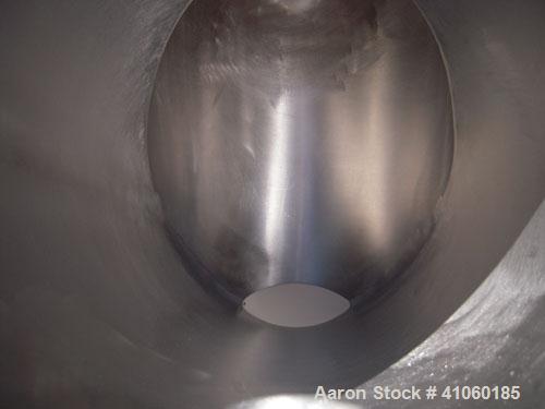 Used Patterson Kelley Twin Shell Blender, 16 quart capacity (.52 cubic feet), 304 stainless steel.  (2) 9" diameter charge ports with quick release covers. Each shell approximately 9 1/2" diameter x ...