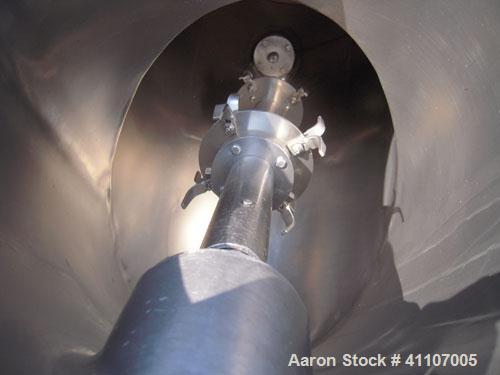 Used Patterson Kelley Twin Shell Blender, 3 Cubic Foot Capacity, 304 Stainless Steel.  Maximum material density 60 pounds a cubic foot. (2) 16" diameter charge ports with quick release covers. Shell ...