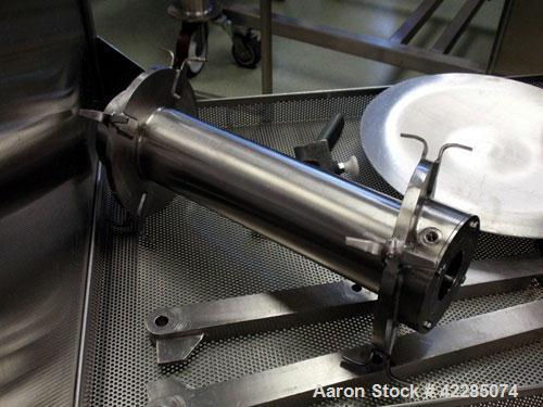 Used Patterson Kelley Twin Shell Blender, 2 Cubic Foot. Stainless steel construction, rated 325 lbs/cu. ft. max material density, standard access ports with covers, with 2 HP 575 volt shell drive, 5 ...