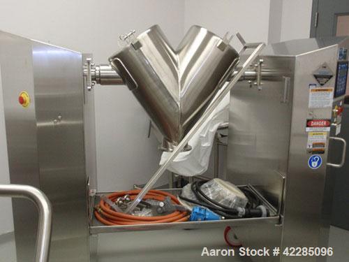 Unused- Patterson Kelley Twin Shell Blender, 2 Cubic Feet. Stainless steel construction. 62 lbs/cu. ft. max material density. Standard access ports with covers, intensifier Harsco touch screen contro...