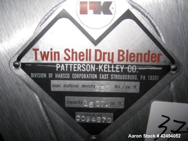 Used- Stainless Steel Patterson Kelley 16 quart twin shell blender