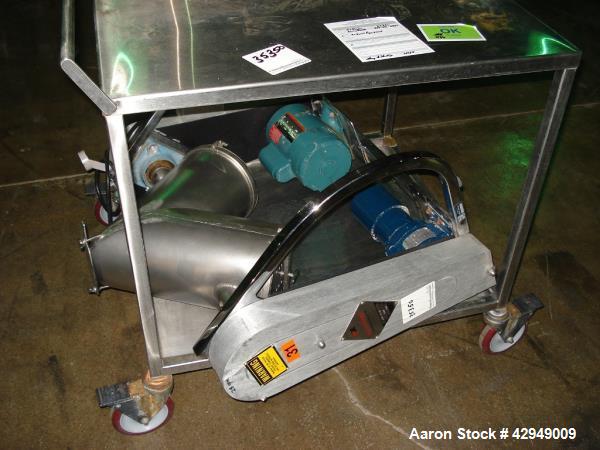 Used 8 Quart Patterson Kelley twin shell blender, stainless steel construction, liquid feed intensifier bar driven by .75 hp, 115/230 volt drive, .13 kw, 115/230 volt shell drive, serial# C053130.  N...