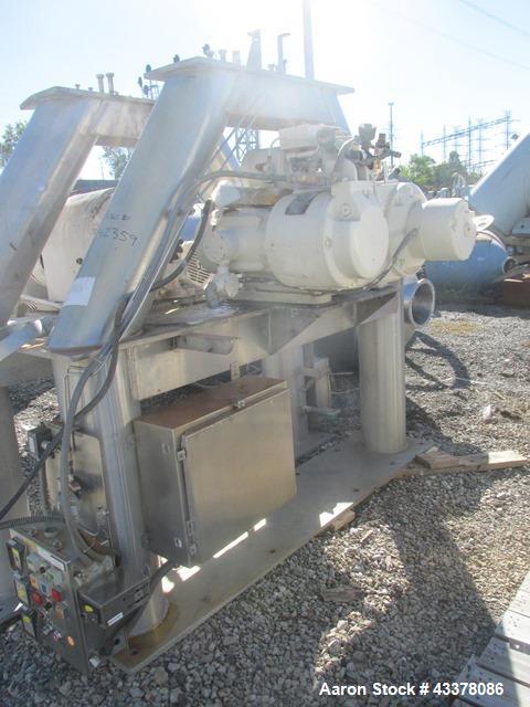 Used Patterson-Kelley twin shell blender, 150 cu. Ft, stainless steel construction, rated 50 lbs/cu. ft. max material density, with high speed bar, approx. 15 hp XP variable speed drive, with stainle...