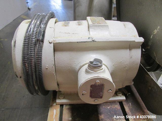 Used Patterson-Kelley twin shell blender, 150 cu. Ft, stainless steel construction, rated 50 lbs/cu. ft. max material density, with high speed bar, approx. 15 hp XP variable speed drive, with stainle...