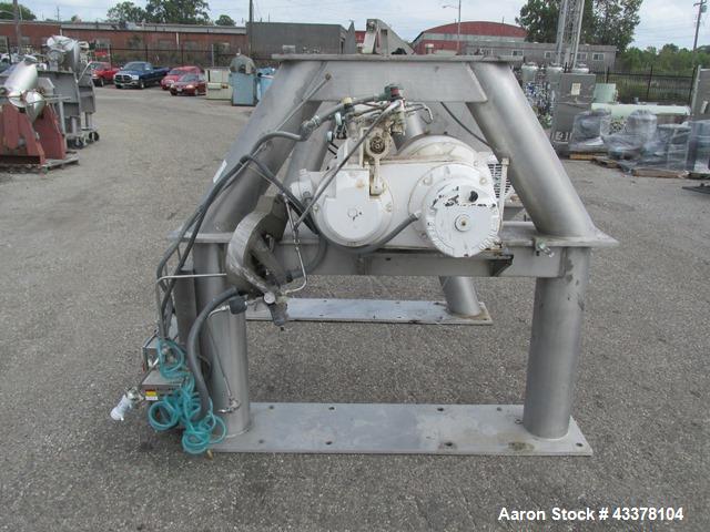 Used Patterson-Kelley 75 Cubic Feet Twin Shell Blender. Stainless steel construction, rated for 50 pounds a cubic foot maximum material density, provision for high speed bar less bar and internals dr...