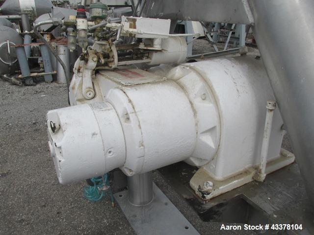 Used Patterson-Kelley 75 Cubic Feet Twin Shell Blender. Stainless steel construction, rated for 50 pounds a cubic foot maximum material density, provision for high speed bar less bar and internals dr...