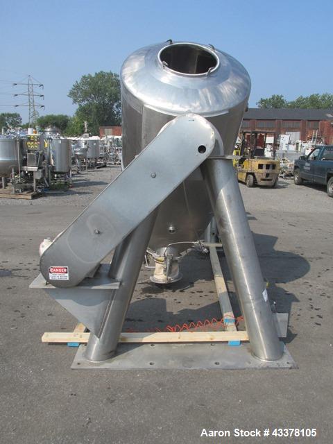 Used Patterson-Kelley 50 Cubic Feet Twin Shell Blender. Stainless steel construction, rated for 50 pounds per cubic foot maximum material density, 5 hp variable speed shell motor drive, provision for...