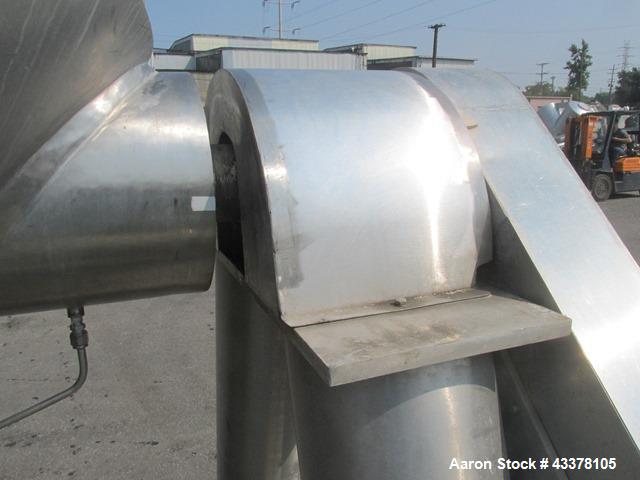 Used Patterson-Kelley 50 Cubic Feet Twin Shell Blender. Stainless steel construction, rated for 50 pounds per cubic foot maximum material density, 5 hp variable speed shell motor drive, provision for...