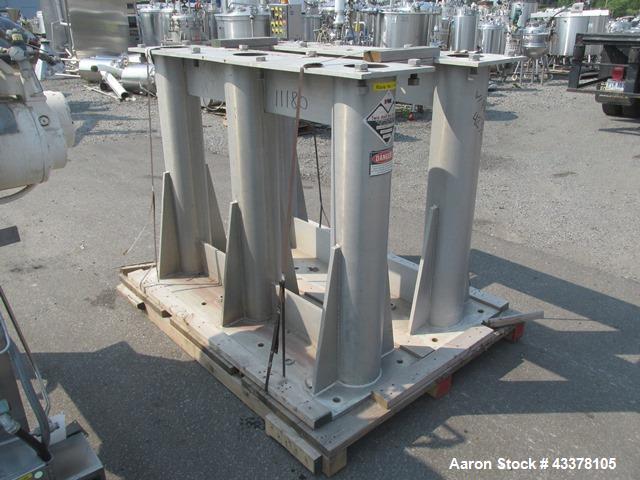 Used Patterson-Kelley 50 Cubic Feet Twin Shell Blender. Stainless steel construction, rated for 50 pounds per cubic foot maximum material density, 5 hp variable speed shell motor drive, provision for...