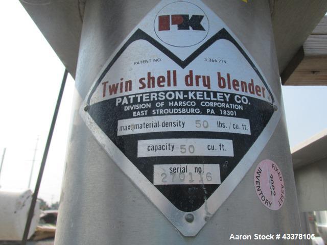 50 pies cúbicos usa-Patterson Kelley Twin Shell Blender. Construcción de acero inoxidable, potencia de 50 libras por pie cúb...