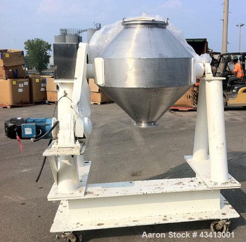 Used-Patterson Kelley Double Cone Blender, 10 cubic foot capacity.  Max material density 100 lb/cubic foot, stainless steel ...
