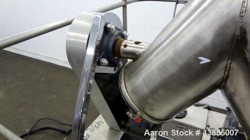 Used Patterson Kelley Twin Shell Liquid Solids Blender, 0.26 Cubic Feet Capacity (8 Quart), 304 Stainless Steel. 140 Pounds per cubic foot maximum material density. 2) 7” Diameter charge ports with q...