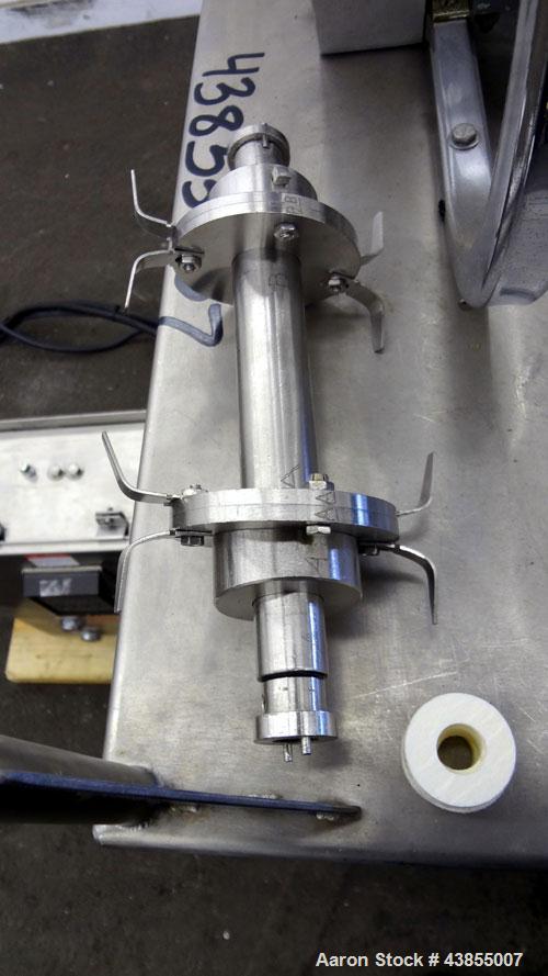 Used Patterson Kelley Twin Shell Liquid Solids Blender, 0.26 Cubic Feet Capacity (8 Quart), 304 Stainless Steel. 140 Pounds per cubic foot maximum material density. 2) 7” Diameter charge ports with q...