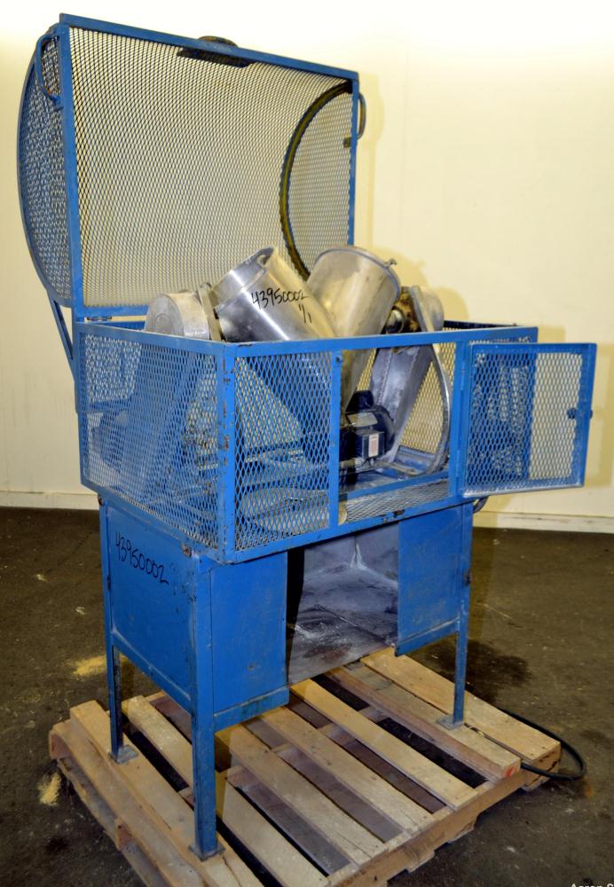 Used Patterson-Kelley Twin Shell Liquid Solids Blender, 0.52 Cubic Foot Capacity (16 Quart), 304 Stainless Steel.  (2) 9-1/2" Diameter charge ports with quick release covers.  (1) Intensifier bar, dr...