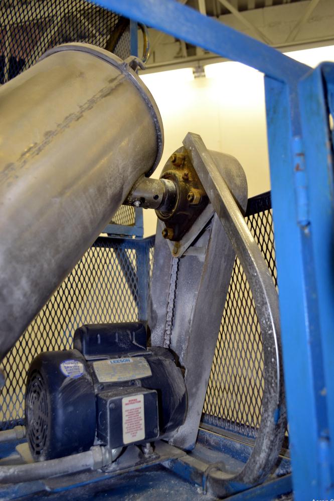 Used Patterson-Kelley Twin Shell Liquid Solids Blender, 0.52 Cubic Foot Capacity (16 Quart), 304 Stainless Steel.  (2) 9-1/2" Diameter charge ports with quick release covers.  (1) Intensifier bar, dr...